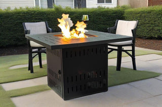 34" Propane Gas Fire Pit Table, 50000 BTU Rectangular Steel Fire Pit for Outside Patio Deck Garden Courtyard- Black