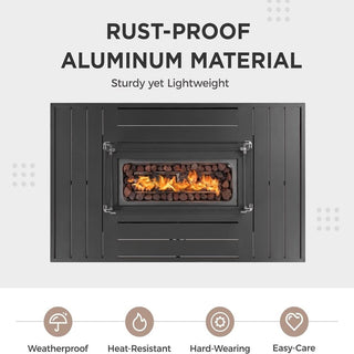 54.3 Inches Outdoor Patio White/Dark Grey/Black Aluminum Fire Pit Table, 50000 BTU CSA Certified Propane Gas Fire Pit, Rectangular Fire Table w/Stainless Burner, Lava Rock, Waterproof Cover