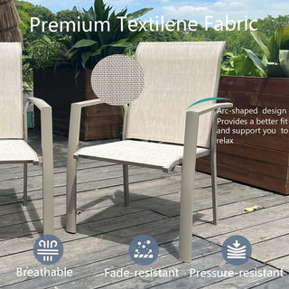 2-Piece Outdoor Patio Chairs – All-Weather Metal Dining Chairs for Garden & Poolside, Black or Cream Frame