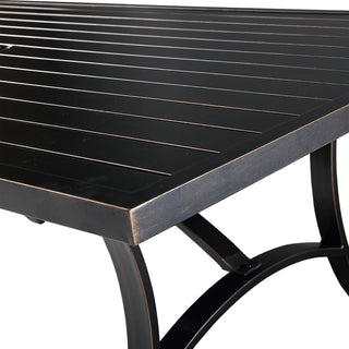 82 Inch Weather Resistan Rectangle Aluminum Patio Dining Table with Umbrella Hole