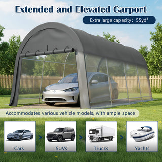 Heavy Duty Anti-Snow 10x20/12x20 FT Carport, Commercial Grade Steel Frame Portable Garage Canopy with Vented Waterproof Roof for Car/Boat/RV Storage