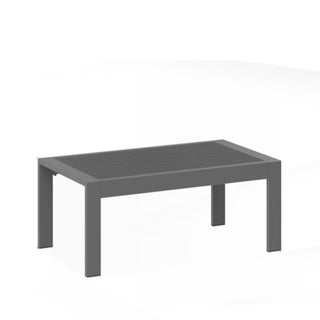 43" x 24" All-Weather Metal Outdoor Coffee Table with Wood-Look Top and Khaki/Black Frame
