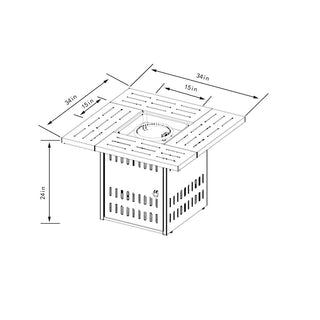 34" Propane Gas Fire Pit Table, 50000 BTU Rectangular Steel Fire Pit for Outside Patio Deck Garden Courtyard- Black