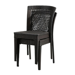 Outdoor Dining Chairs Set of 2, Stackable Chairs with UV-Resistant PE Rattan and Steel Frame,, Supports 400lbs