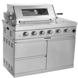 46" Outdoor Kitchen Island with 4-Burner 72,000 BTU Grill, Fridge, Rotisserie & Granite Countertops