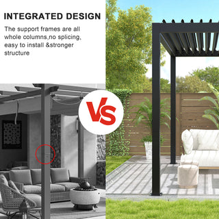 10x13FT / 10x19FT Louvered Pergola with Aluminum Frame and Adjustable Steel or Aluminum Louvers