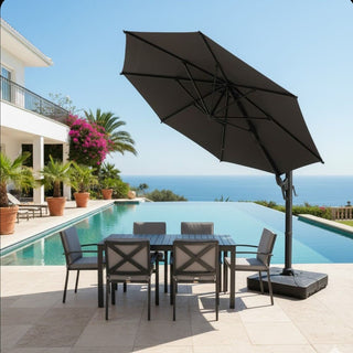 10 Ft Square Large Cantilever Patio Umbrella with 360° Rotation & Tit Adjustment and Heavy Duty Offset Polyester Canopy Deck Umbrella without base