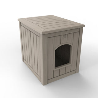 Dog House for Small to Large Sized Dogs, Outdoor and Indoor Doghouse with Durable Weatherproof Resin, Multi-Functional Pet House(Black, Medium)