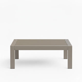 43" x 24" All-Weather Metal Outdoor Coffee Table with Wood-Look Top and Khaki/Black Frame