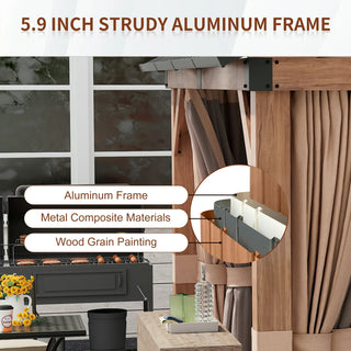 13X11 FT Patio Gable Roof Hardtop Gazebo Aluminium Frame Galvanized Steel Top