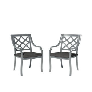 Outdoor Cast Aluminum Dining Armchair with Weather-Resistant Cushion