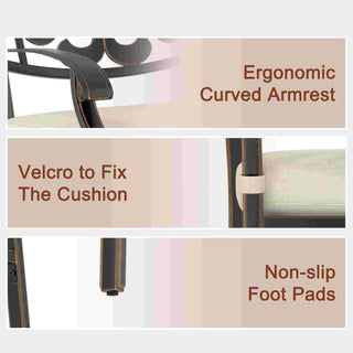 4-Piece Cast Aluminum Patio Bar Dining Chairs with Diamond-Mesh Curved Backrest – Red/Beige