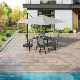 5-Piece Outdoor Cast Aluminum Dining Set – Black Swivel Chairs & Table for Patio