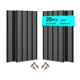 42.5" Galvanized Metal Roof Panels (20-Pack), Heavy-Duty Waterproof Steel Roofing Sheets for Sheds, Garages, Patio & Outdoor Structures – Gray