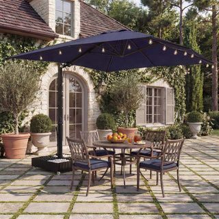 10x13FT Aluminum Cantilever Patio Umbrella with 1100LBS Wheeled Base, 360° Rotation & Stepless Tilt, UV50+ Waterproof Canopy