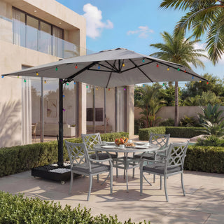 10x13FT Aluminum Cantilever Patio Umbrella with 1100LBS Wheeled Base, 360° Rotation & Stepless Tilt, UV50+ Waterproof Canopy