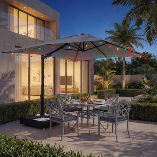 10x13FT Aluminum Cantilever Patio Umbrella with 1100LBS Wheeled Base, 360° Rotation & Stepless Tilt, UV50+ Waterproof Canopy