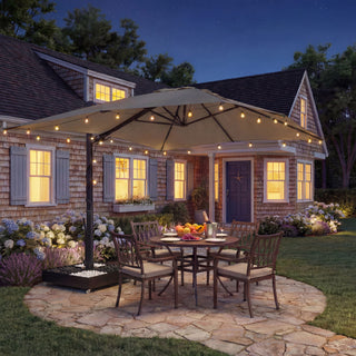 10x13FT Aluminum Cantilever Patio Umbrella with 1100LBS Wheeled Base, 360° Rotation & Stepless Tilt, UV50+ Waterproof Canopy