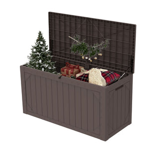 100 Gal. Outdoor Storage Box Black/Brown/Gray Resin Deck Box