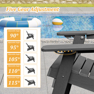 Folding Plastic Adirondack Chair Multi Colors Blue Black Gray Weather Resistant Outdoor Patio Lawn Chair