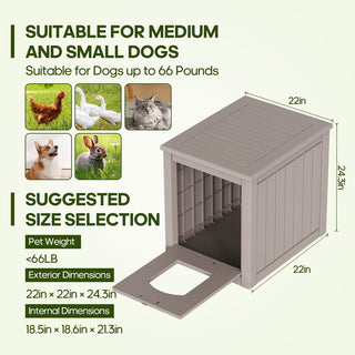 Dog House for Small to Large Sized Dogs, Outdoor and Indoor Doghouse with Durable Weatherproof Resin, Multi-Functional Pet House(Black, Medium)