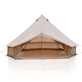 13.1FT 4-Season Bell Tent, Waterproof Canvas Glamping Yurt with Stove Jack, Green/Beige Family Camping Tent for 6-8 Persons Outdoor Camping & Parties