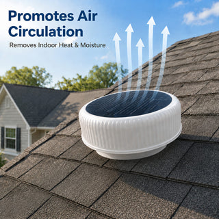 12-Inch Flush-Mount Round Solar Roof Vent Fan, 30W Dual-Power Attic Exhaust Fan with 1200 CFM, 3-Speed Remote & 25°C Auto Start