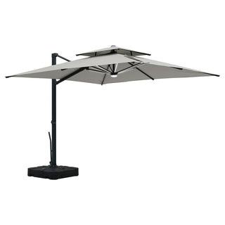 10FT Aluminum Cantilever Patio Umbrella with Removable LED Light Strips for Outdoor Shade
