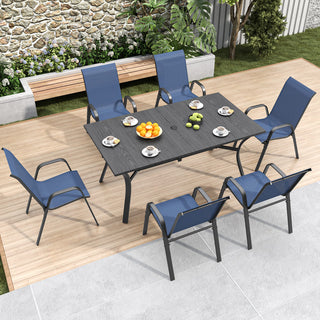 6-Piece Outdoor Patio Dining Chairs Set, Ergonomic Wide Seats, Waterproof Teslin Fabric & Rust-Resistant Metal Frame, 350 lbs Capacity
