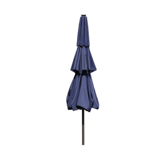 10FT 3-Tier Solar LED Patio Umbrella with Tilt & Crank, Aluminum Market Umbrella for Backyard, Deck & Garden