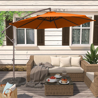 10FT Steel Cantilever Patio Umbrella with 2-Way Stop Crank, Offset Hanging Outdoor Umbrella for Patio, Pool, Deck & Garden