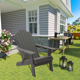 Folding Plastic Adirondack Chair Multi Colors Blue Black Gray Weather Resistant Outdoor Patio Lawn Chair