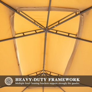 10X14 FT Outdoor Gazebo With Double Roofs, Privacy Curtains, Mosquito Nettings, Heavy Duty Metal Frame Party Tent Canopy