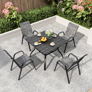 4-Piece Outdoor Patio Dining Chairs Set, Ergonomic Wide Seats with Lumbar Support, Waterproof Teslin Fabric & Rust-Resistant Metal Frame, 350 lbs Capacity
