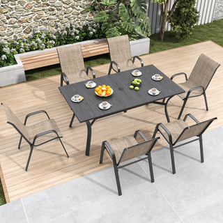 6-Piece Outdoor Patio Dining Chairs Set, Waterproof Teslin Fabric Chairs with Rust-Resistant Metal Frame, 350 lbs Weight Capacity,