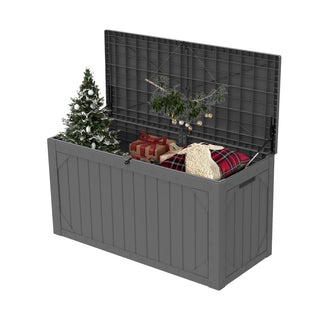 100 Gal. Outdoor Storage Box Black/Brown/Gray Resin Deck Box
