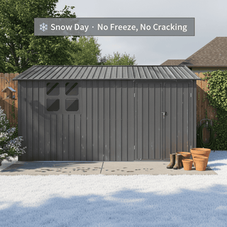 12x10 FT Metal Garden Shed Outdoor Storage, Multi-Color (White/Black/Grey/Brown) with Window & Shelving, Heavy Duty Garden Tool Shed for Backyard & Patio