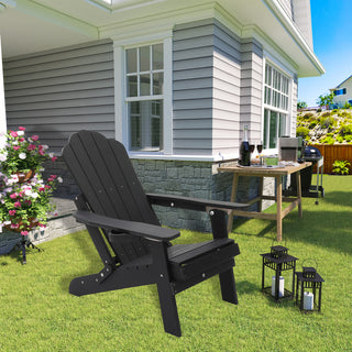 Folding Plastic Adirondack Chair Multi Colors Blue Black Gray Weather Resistant Outdoor Patio Lawn Chair
