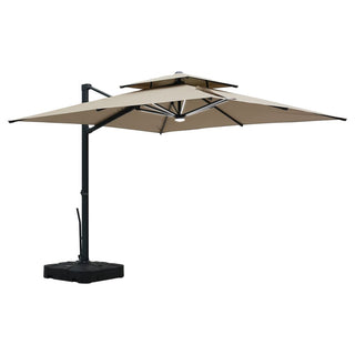 10FT Aluminum Cantilever Patio Umbrella with Removable LED Light Strips for Outdoor Shade