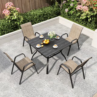 4-Piece Outdoor Patio Dining Chairs Set, Ergonomic Wide Seats with Lumbar Support, Waterproof Teslin Fabric & Rust-Resistant Metal Frame, 350 lbs Capacity