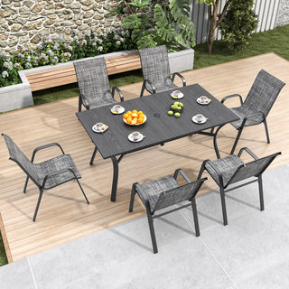6-Piece Outdoor Patio Dining Chairs Set, Waterproof Teslin Fabric Chairs with Rust-Resistant Metal Frame, 350 lbs Weight Capacity,
