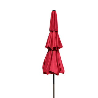 10FT 3-Tier Solar LED Patio Umbrella with Tilt & Crank, Aluminum Market Umbrella for Backyard, Deck & Garden