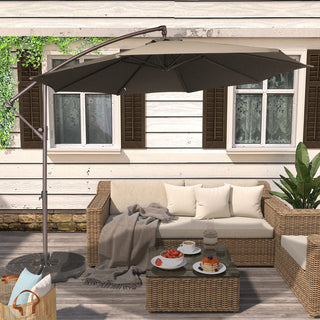 10FT Steel Cantilever Patio Umbrella with 2-Way Stop Crank, Offset Hanging Outdoor Umbrella for Patio, Pool, Deck & Garden