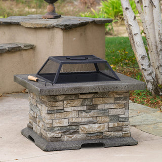28" Square MGO Propane Fire Pit, Outdoor Gas Fire Table for Patio & Backyard