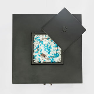 32" Propane Gas Fire Pit Table with Propane Tank Cover, 50000 BTU Square Steel Fire Pit with Beautiful Wicker Base for Outside Patio Deck Garden Backyard-Black