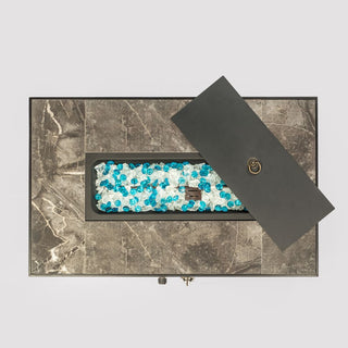 32" Propane Gas Fire Pit Table, 50000 BTU Rectangular Fire Pit, Tile Tabletop with Beautiful Wicker Base for Outside Patio Deck Garden Courtyard-Brown