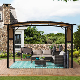12 x 9 Ft Outdoor Pergola Gazebo with Retractable Canopy, Steel Frame Patio Grape Pergola for Backyard, Garden & Deck