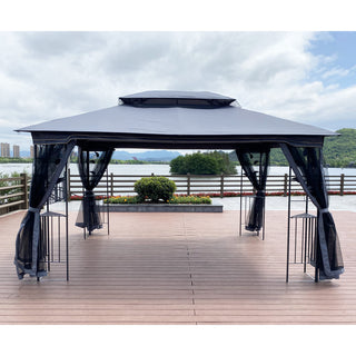 13x10 Ft Outdoor Patio Gazebo Canopy Tent with Ventilated Double Roof & Detachable Mosquito Netting