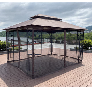 13x10 Ft Outdoor Patio Gazebo Canopy Tent with Ventilated Double Roof & Detachable Mosquito Netting