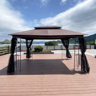13x10 Ft Outdoor Patio Gazebo Canopy Tent with Ventilated Double Roof & Detachable Mosquito Netting